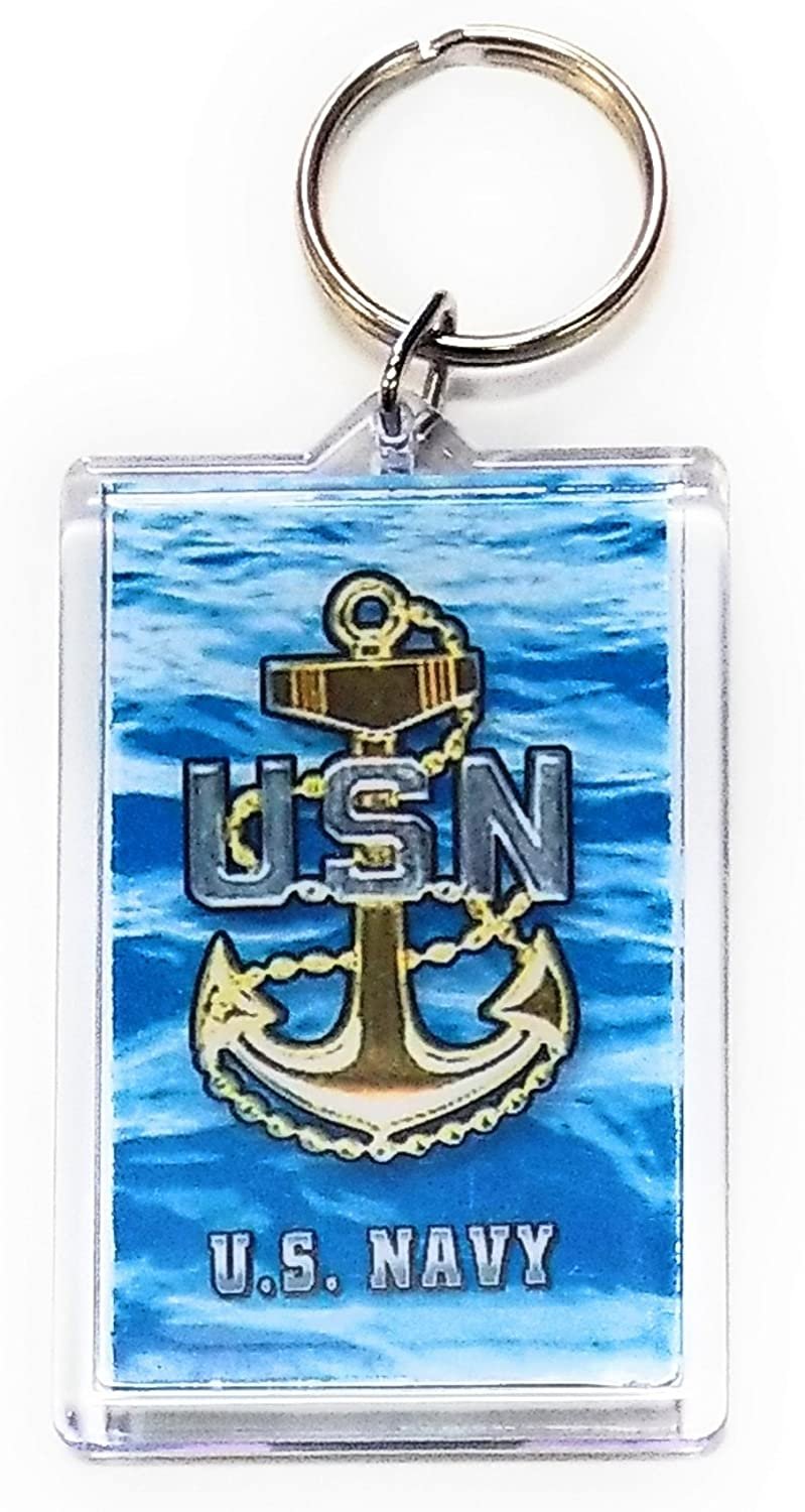 Navy 2x3 Acrylic Keychain w/1" Keyring Decal Logo Emblem United States US Military