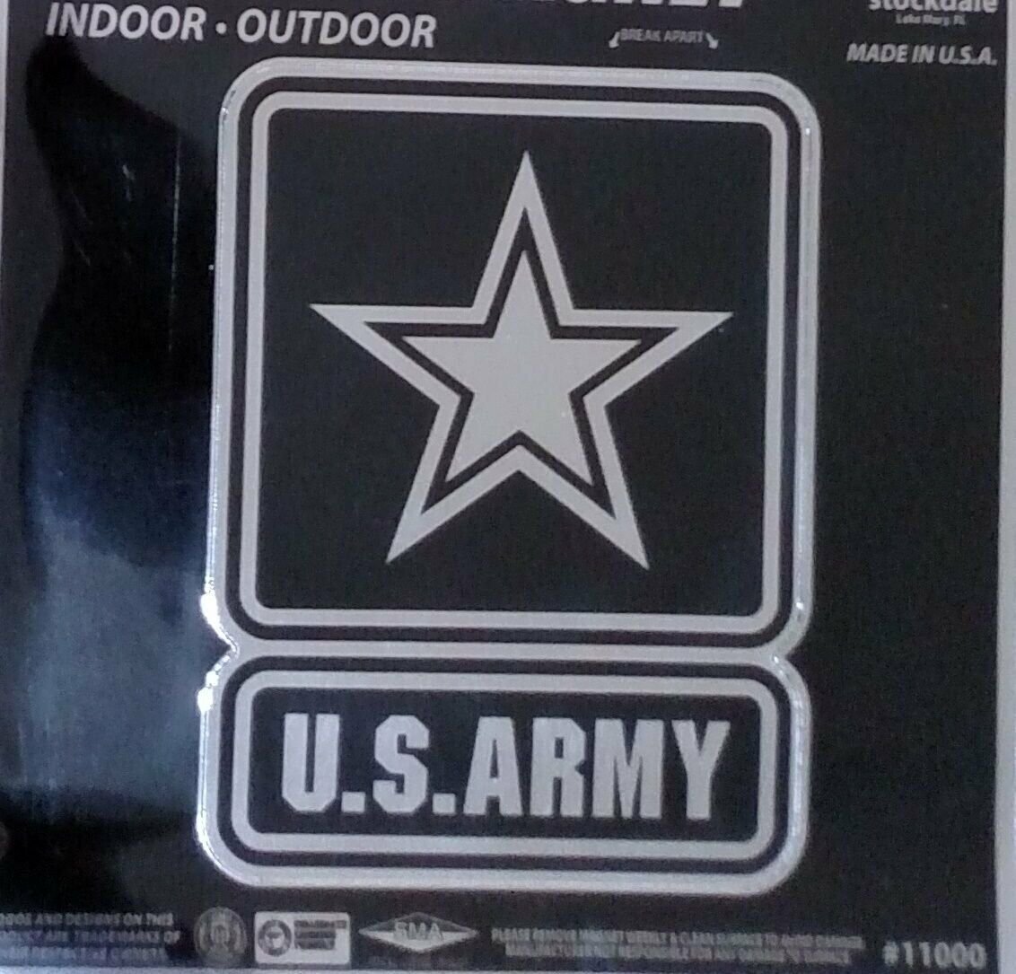 U.S. Army 6 Inch Decal Sticker, Metallic Chrome Shimmer Design, United States Military