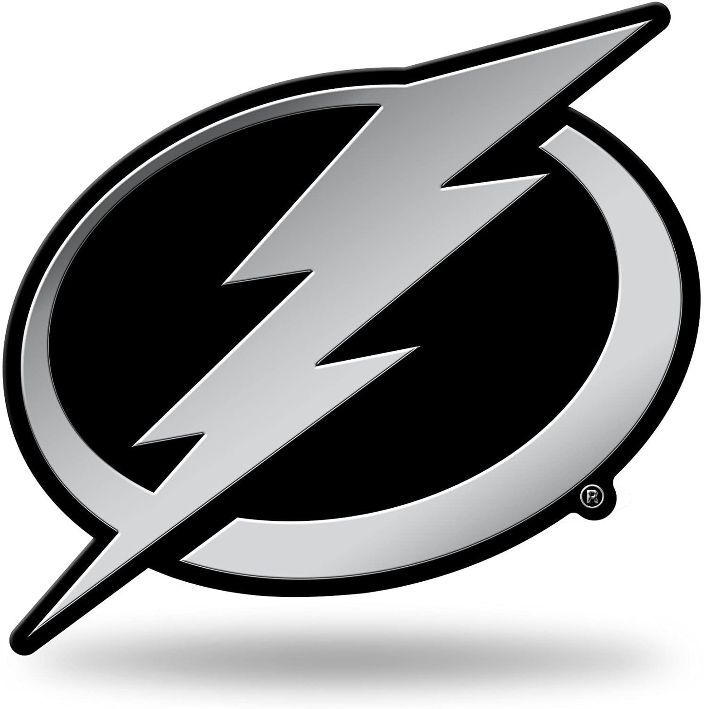 Tampa Bay Lightning Auto Emblem, Silver Chrome Color, Raised Molded Plastic, 3.5 Inch, Adhesive Tape Backing