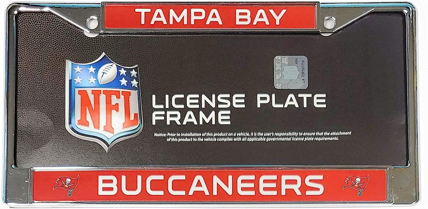 Tampa Bay Buccaneers Metal License Plate Frame Chrome Tag Cover 6x12 Inch