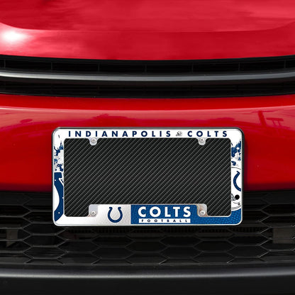 Indianapolis Colts Metal License Plate Frame 12x6 All Over Design EZ VIEW
