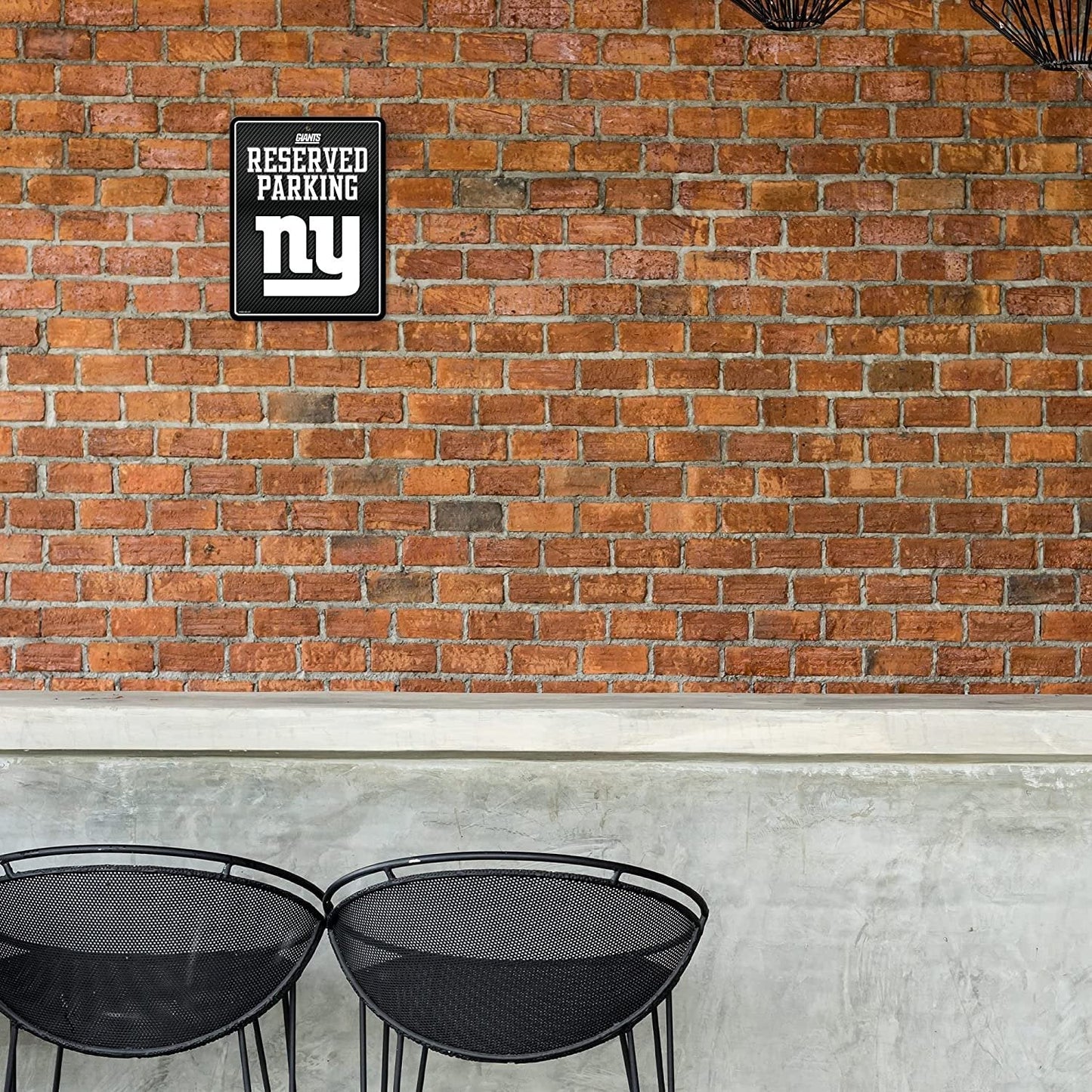 New York Giants Metal Parking Sign, Carbon Fiber Design 8.5x11 Inch