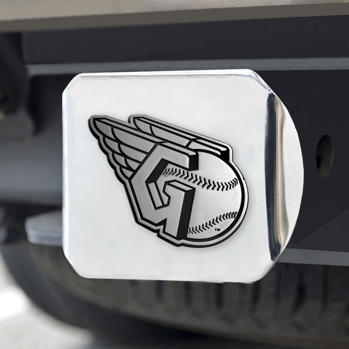 Cleveland Guardians Hitch Cover Solid Metal with Raised Chrome Metal Emblem, 2 Inch Square, Type III