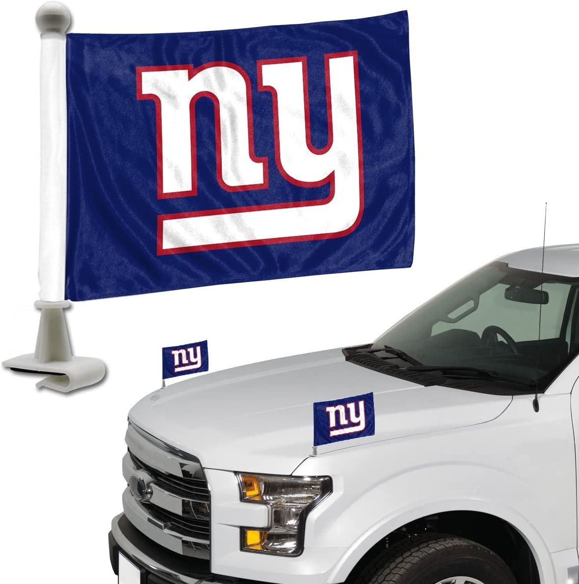 New York Giants Car Flag Set, Ambassador Style, 4x6 Inch Double Sided Flags, Set of 2