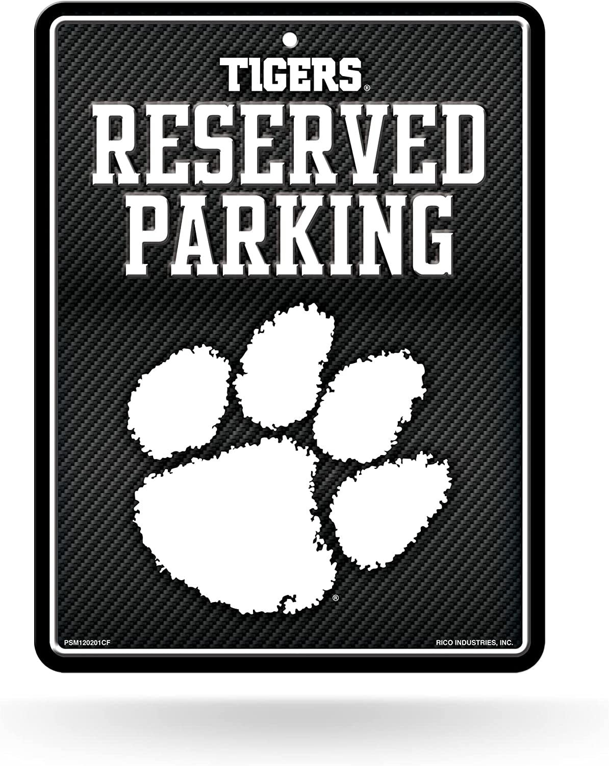 Clemson University Tigers Metal Parking Novelty Wall Sign 8.5 x 11 Inch Carbon Fiber Design