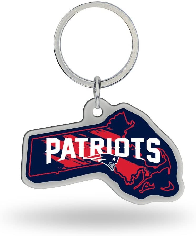 New England Patriots Metal Keychain State Shaped