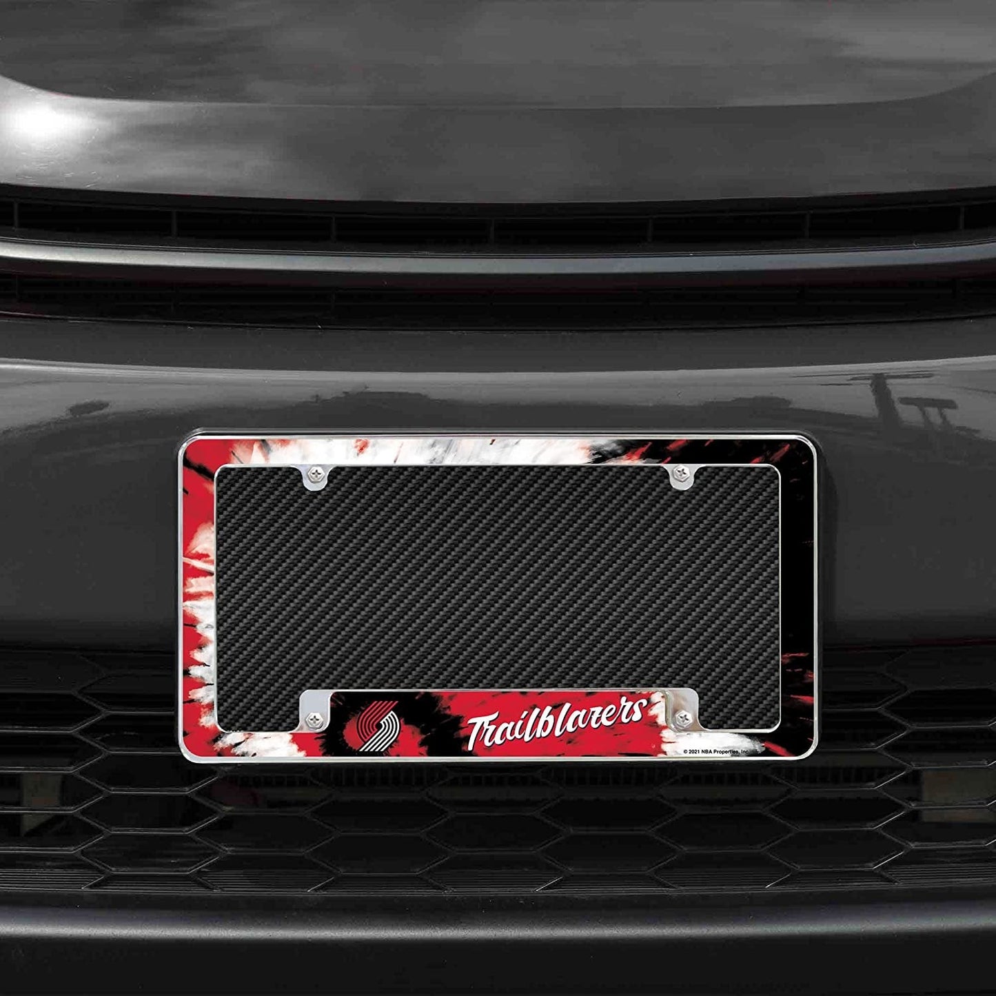 Portland Trail Blazers Metal License Plate Frame Chrome Tag Cover Tie Dye Design 6x12 Inch