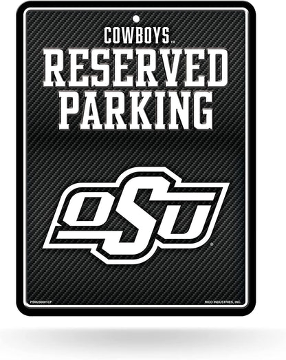 Oklahoma State University Cowboys Metal Parking Novelty Wall Sign 8.5 x 11 Inch Carbon Fiber Design