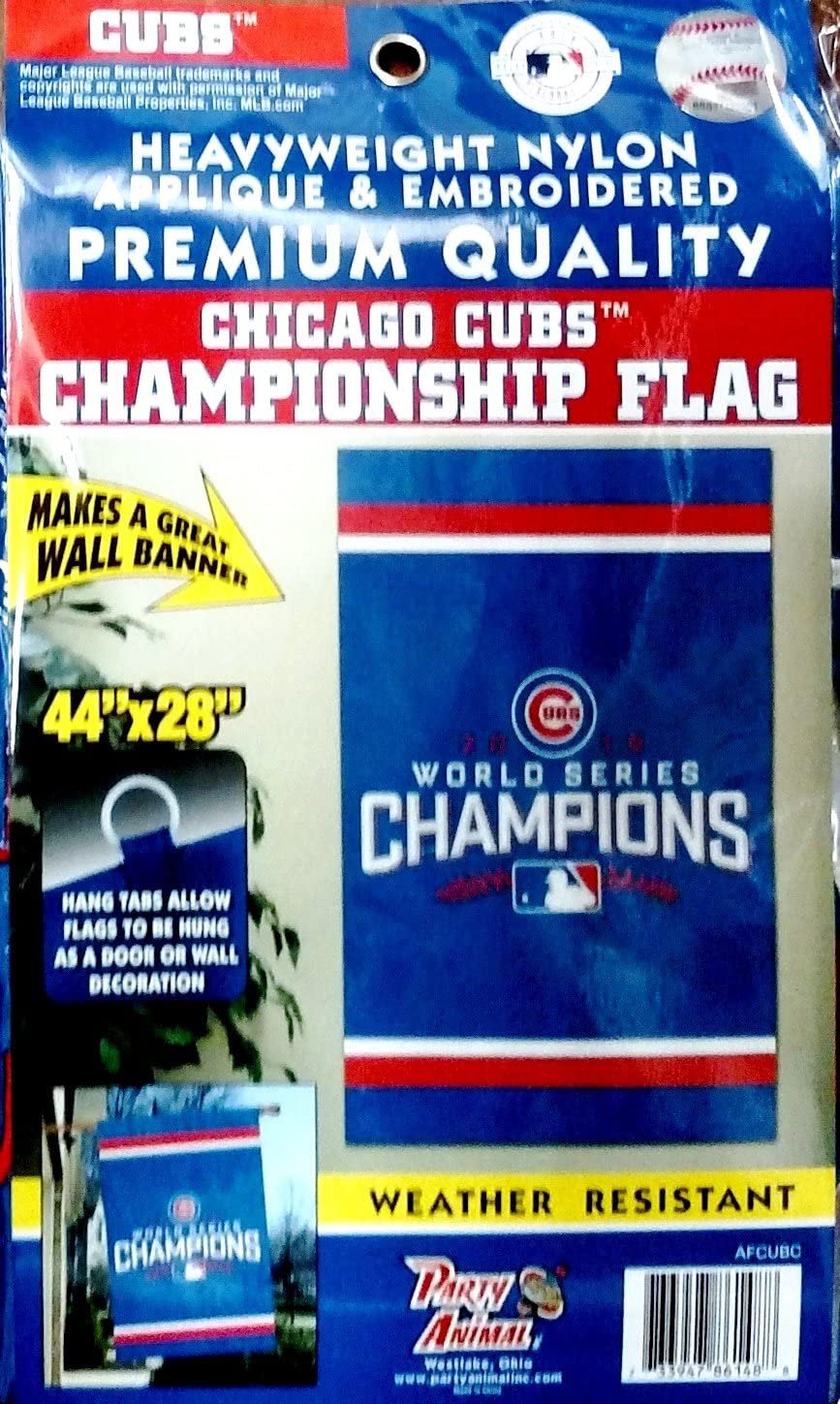 Chicago Cubs 2016 World Series Champions Premium 2-Sided House Banner Flag, 28x44 Inch, Embroidered Applique