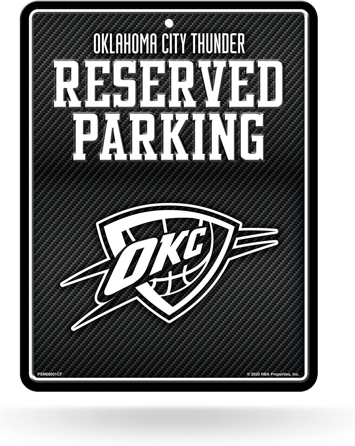 Oklahoma City Thunder Metal Parking Novelty Wall Sign 8.5 x 11 Inch Carbon Fiber Design