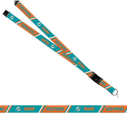 Miami Dolphins Lanyard Keychain Double Sided Breakaway Safety Design Adult 18 Inch
