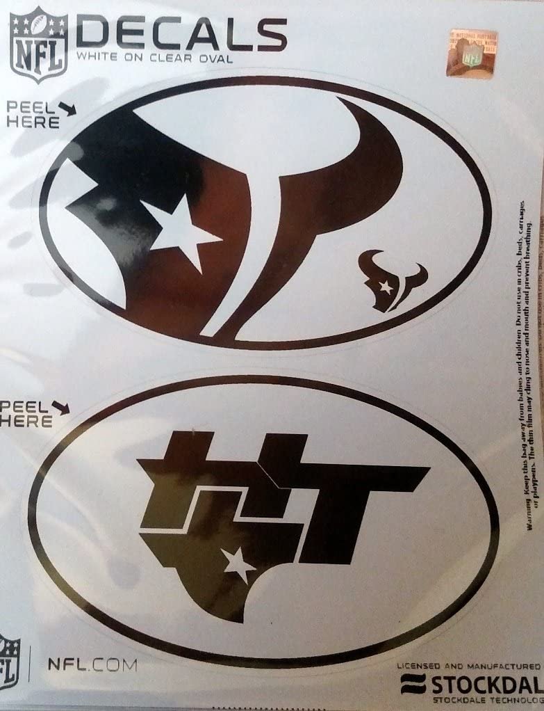Houston Texans 2-Pack EURO STYLE Vinyl Oval Home Auto Decals Sticker Football