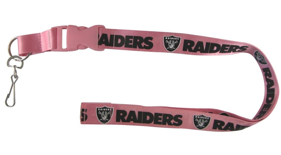 Las Vegas Raiders Premium Lanyard Keychain, Breakaway Safety Style, Pink Design, Adult Size, 36 x .75 Inch