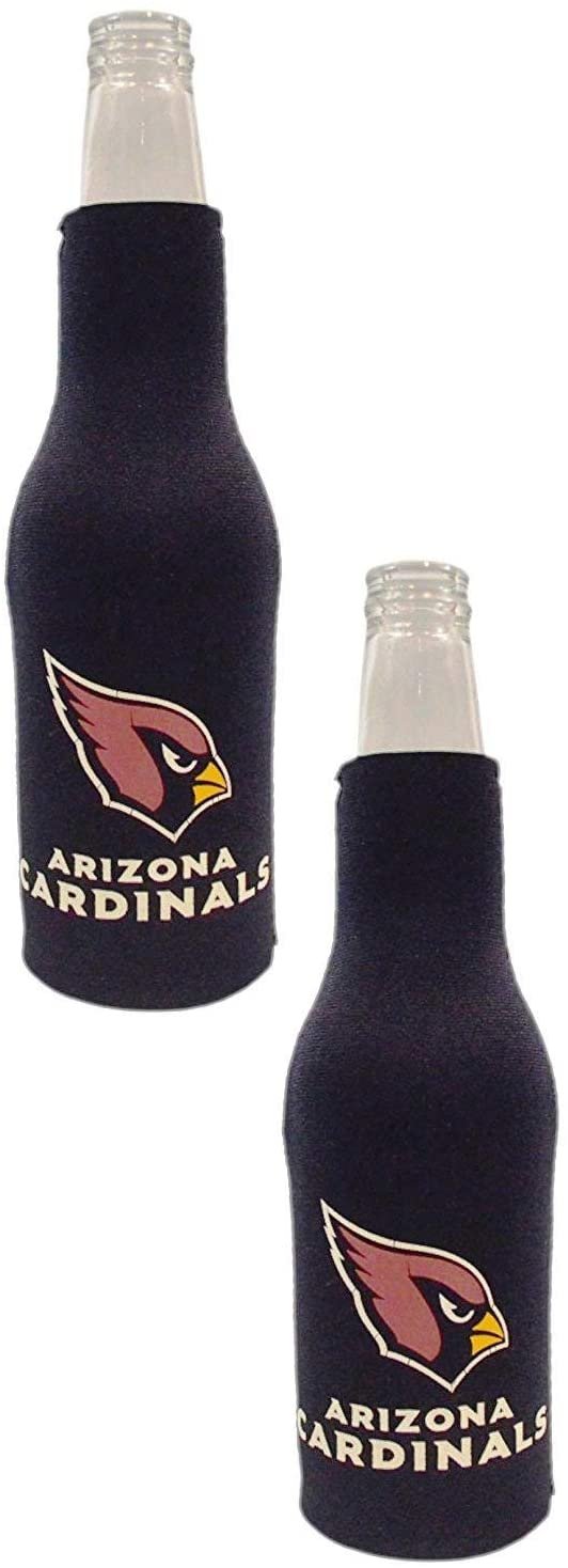 Arizona Cardinals Pair of 16oz Drink Zipper Bottle Cooler Insulated Neoprene Beverage Holder, Logo Design