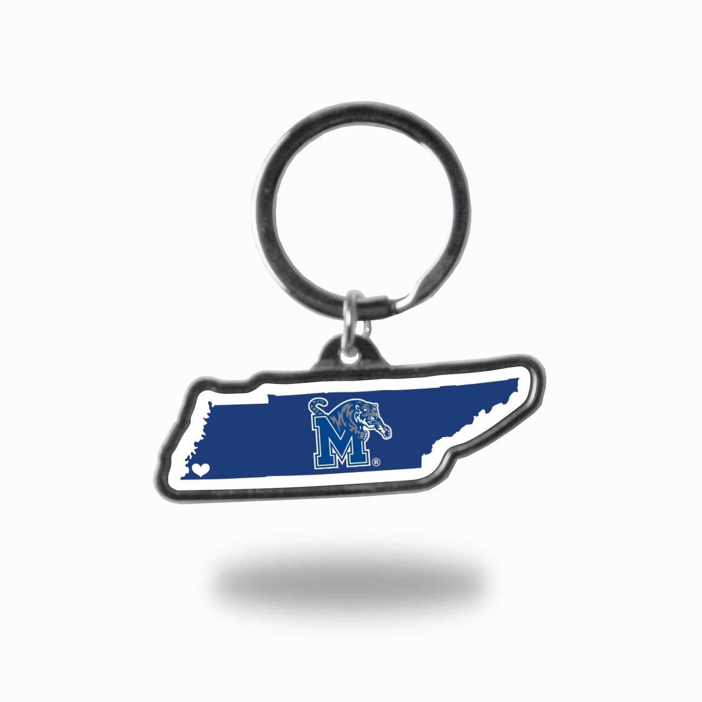 University of Memphis Tigers Metal Keychain, State Shaped