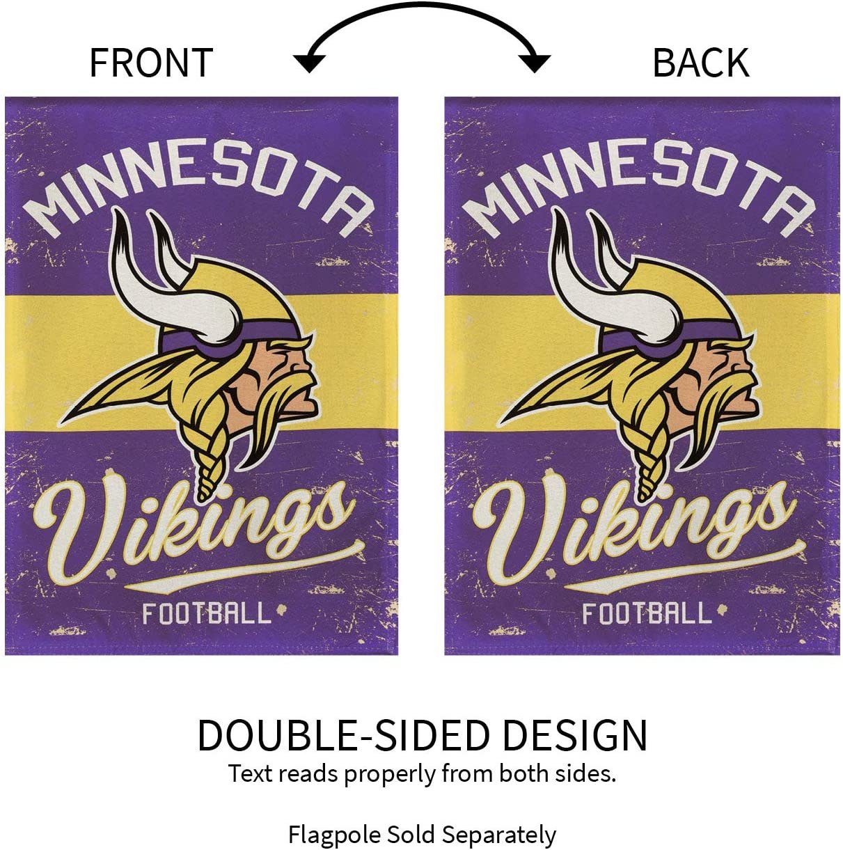 Minnesota Vikings Premium Double Sided Banner Flag 28x44 Inch Vintage Logo Design Indoor Outdoor