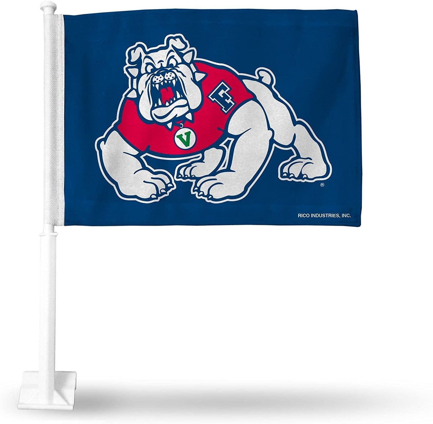 Fresno State University Bulldogs Premium Double Sided Car Flag Banner, Includes Plastic Display Pole