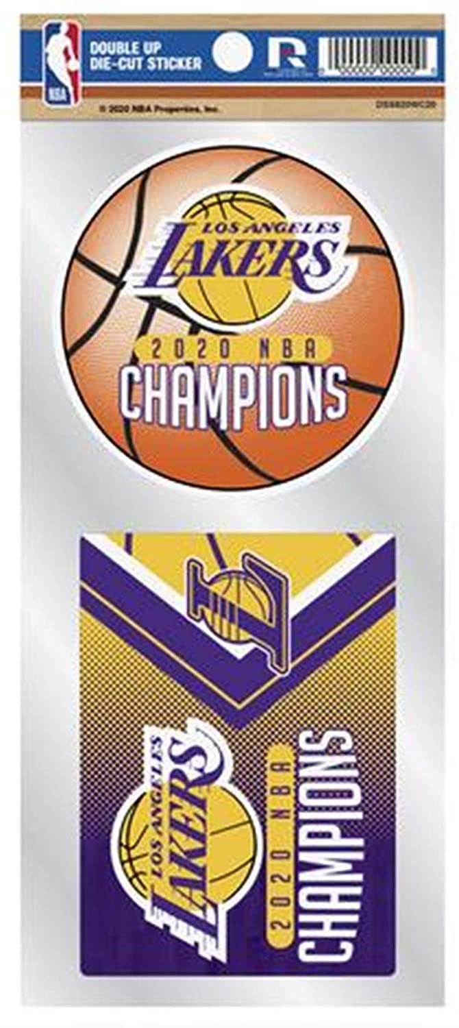 Los Angeles Lakers 2020 Champions 2-Piece Double UP Decal Sticker Sheet, 4x8 Inch Auto Home Basketball