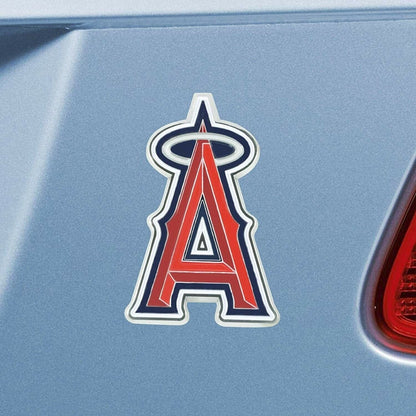 Los Angeles Angels Premium Solid Metal Raised Auto Emblem, Team Color, Shape Cut, Adhesive Backing