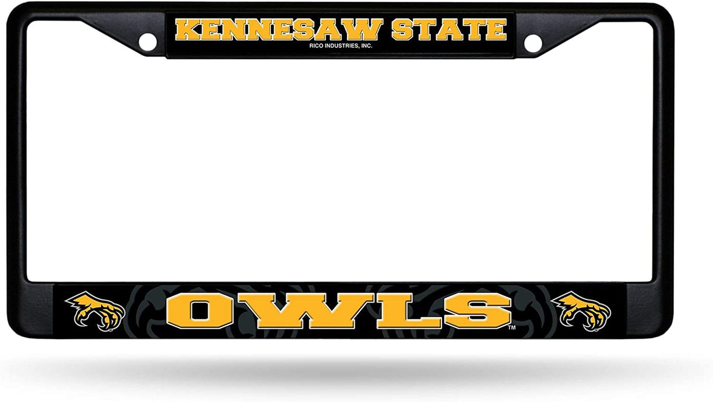 Kennesaw State University Owls Black License Plate Frame Tag Cover 6 x 12 Inches