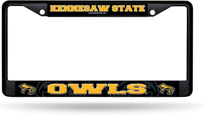 Kennesaw State University Owls Black License Plate Frame Tag Cover 6 x 12 Inches