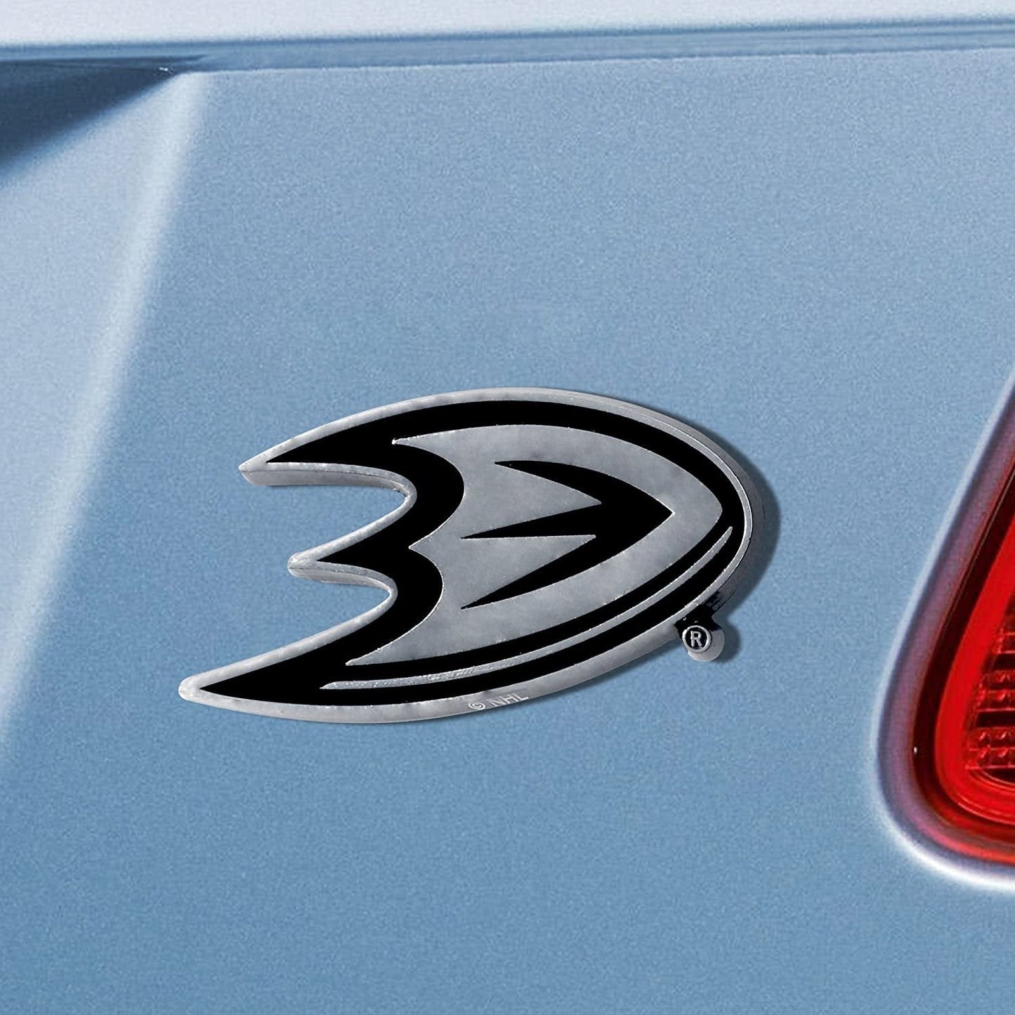 Anaheim Ducks Premium Solid Metal Color Raised Auto Emblem Shape Cut Adhesive Backing