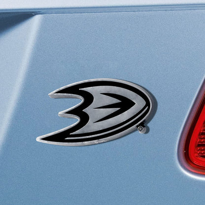 Anaheim Ducks Premium Solid Metal Color Raised Auto Emblem Shape Cut Adhesive Backing