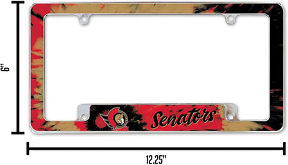 Ottawa Senators Metal License Plate Frame Chrome Tag Cover Tie Dye Design 6x12 Inch