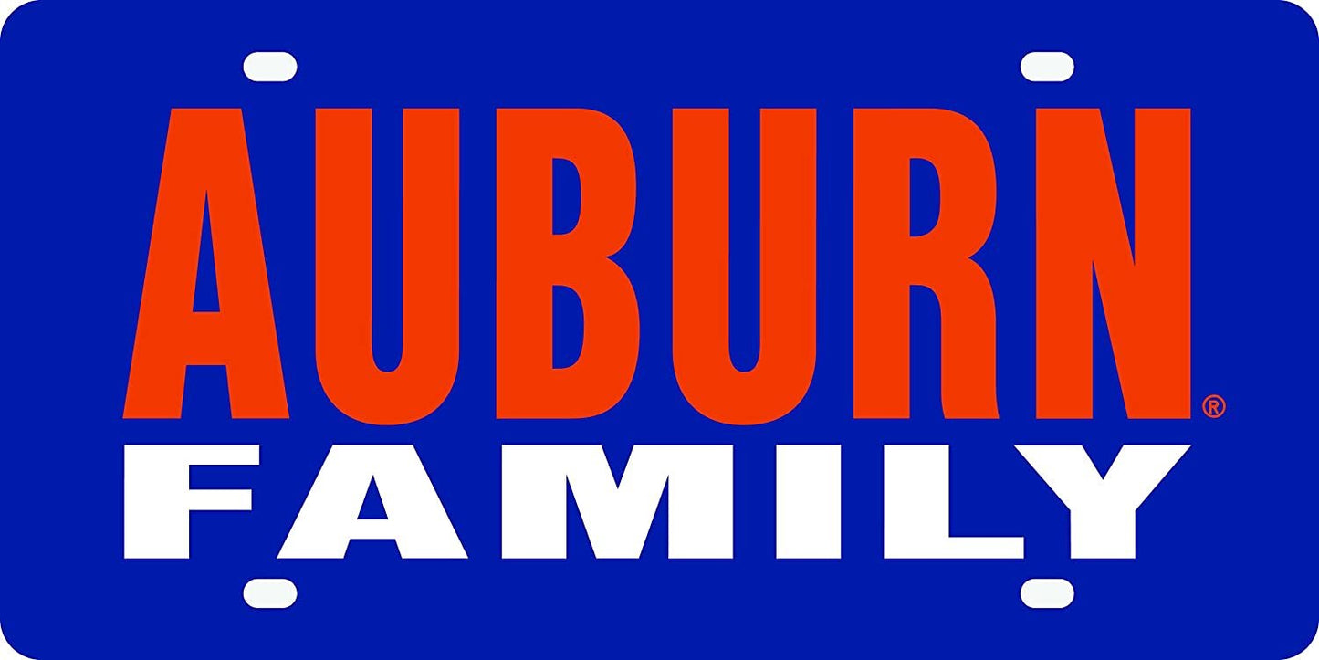 Auburn University Tigers Premium Laser Cut Tag License Plate, Family Design, Mirrored Acrylic Inlaid, 6x12 Inch