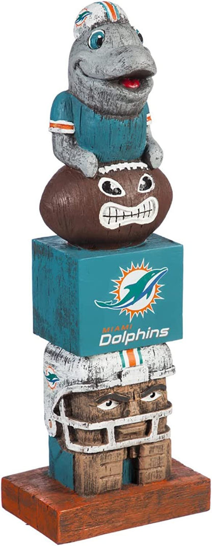 Miami Dolphins 16 Inch Tiki Totem Garden Statue Resin Outdoor Decoration