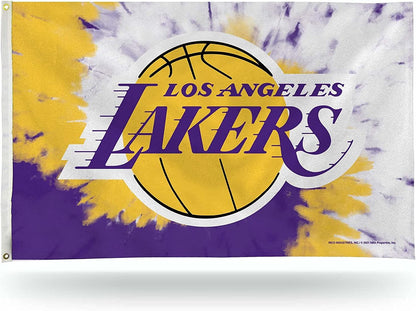 Los Angeles Lakers Premium 3x5 Feet Flag Banner Tie Dye Design Metal Grommets Outdoor Indoor