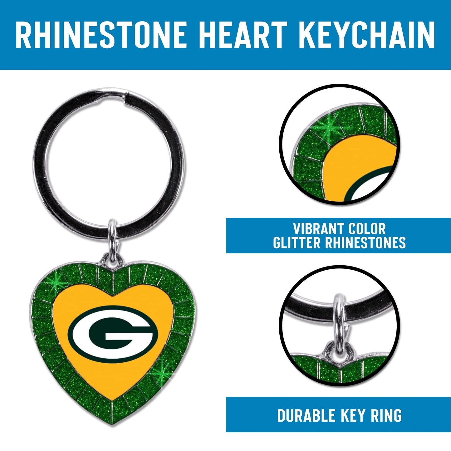 Pittsburgh Penguins Metal Keychain, Team Color Rhinestone Heart