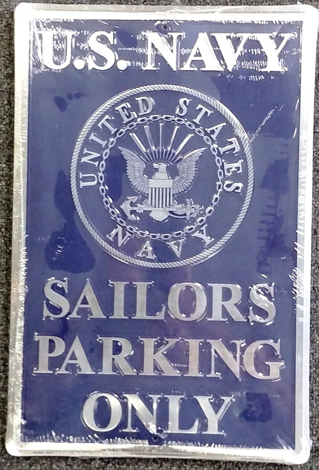 United States Navy Military Premium Metal Wall Parking Sign, 12x18 Inch, Blue Design, Great for Man Cave, Bed Room, Office, Home Decor