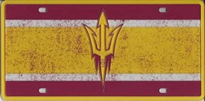 Arizona State University Sun Devils Premium Laser Cut Tag License Plate, Vintage Design, Mirrored Acrylic Inlaid, 6x12 Inch