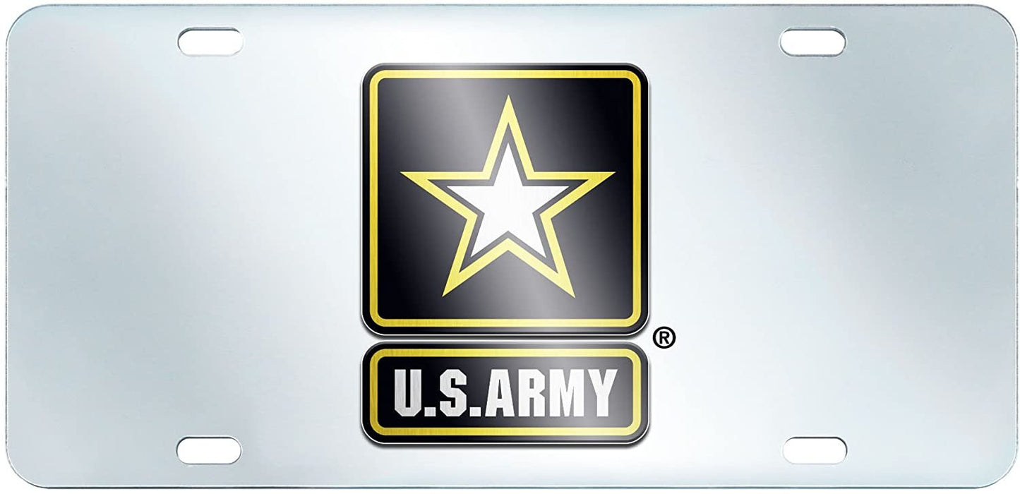 United States Army Premium Laser Cut Tag License Plate, Mirrored Acrylic Inlaid, 12x6 Inch