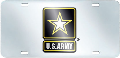 United States Army Premium Laser Cut Tag License Plate, Mirrored Acrylic Inlaid, 12x6 Inch