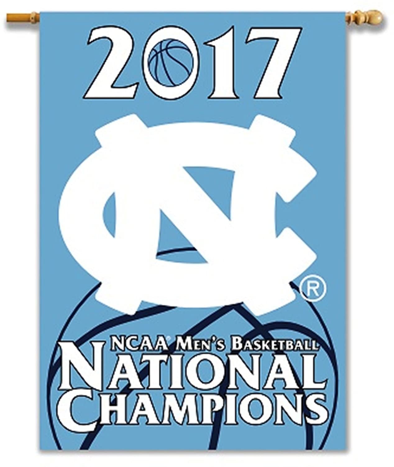 University of North Carolina Tar Heels 2017 Champions Premium 2-Sided Banner Flag, 28x40 Inch, Sleeve at Top for Accepting Pole, Display Pole Sold Seperately