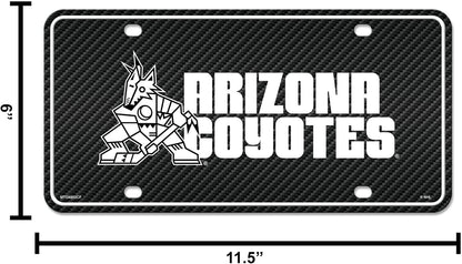 Arizona Coyotes Metal License Plate Tag Carbon Fiber Design Kachina Logo 12x6 Inch
