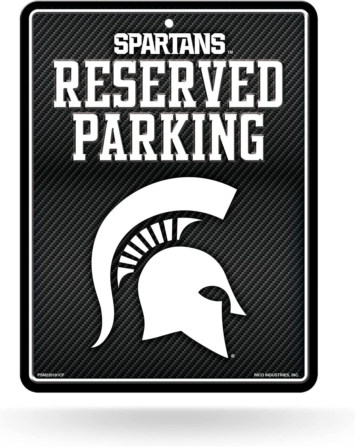Michigan State University Spartans Metal Parking Novelty Wall Sign 8.5 x 11 Inch Carbon Fiber Design