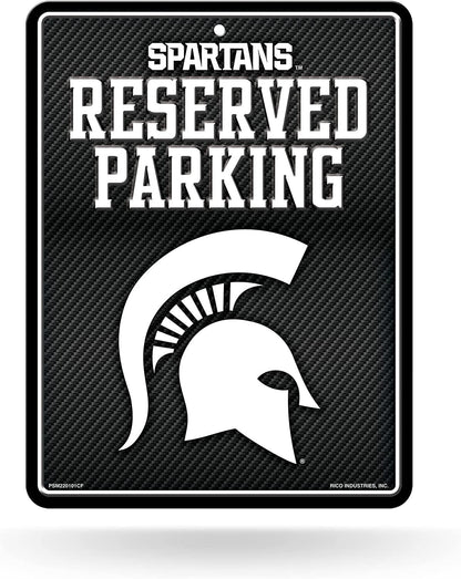 Michigan State University Spartans Metal Parking Novelty Wall Sign 8.5 x 11 Inch Carbon Fiber Design