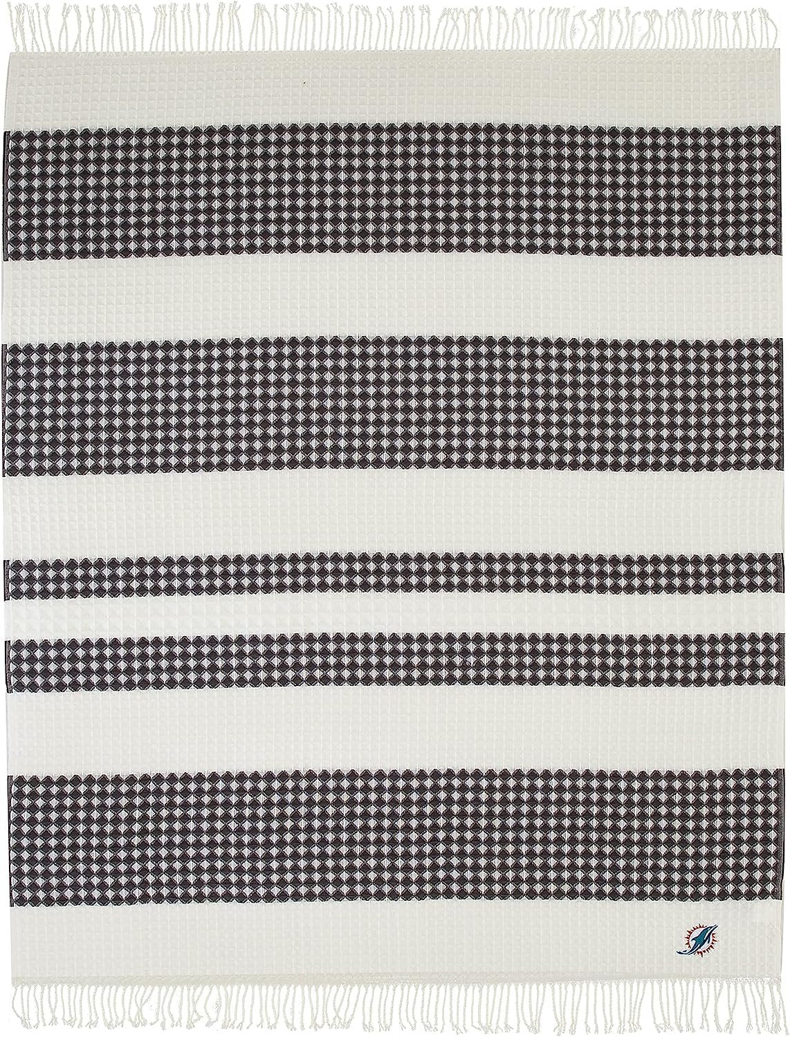 Miami Dolphins Throw Blanket Waffle Weave Jacquard, 50x60 Inch, Unisex-Adult, 100% Acrylic