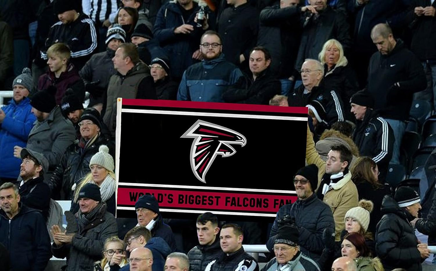 Atlanta Falcons 3x5 Feet Flag Banner, World's Biggest Fan, Metal Grommets, Single Sided, Indoor or Outdoor Use
