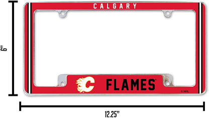 Calgary Flames Metal License Plate Frame Chrome Tag Cover Alternate Design 6x12 Inch