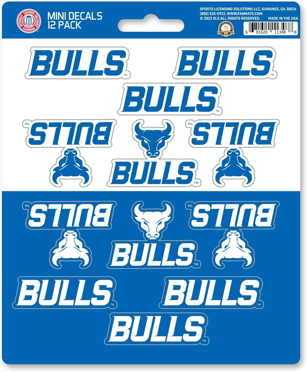 University at Buffalo Bulls 12-Piece Mini Decal Sticker Set, 5x6 Inch Sheet, Gift for football fans for any hard surfaces around home, automotive, personal items