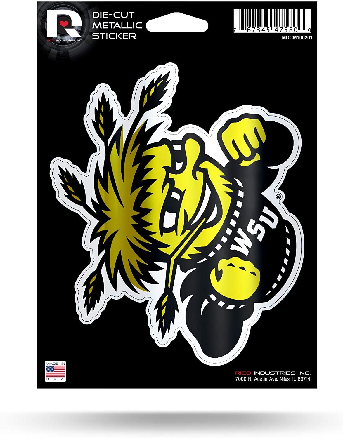 Wichita State University Shockers 5 Inch Die Cut Shimmer Metallic Decal Sticker Flat Vinyl