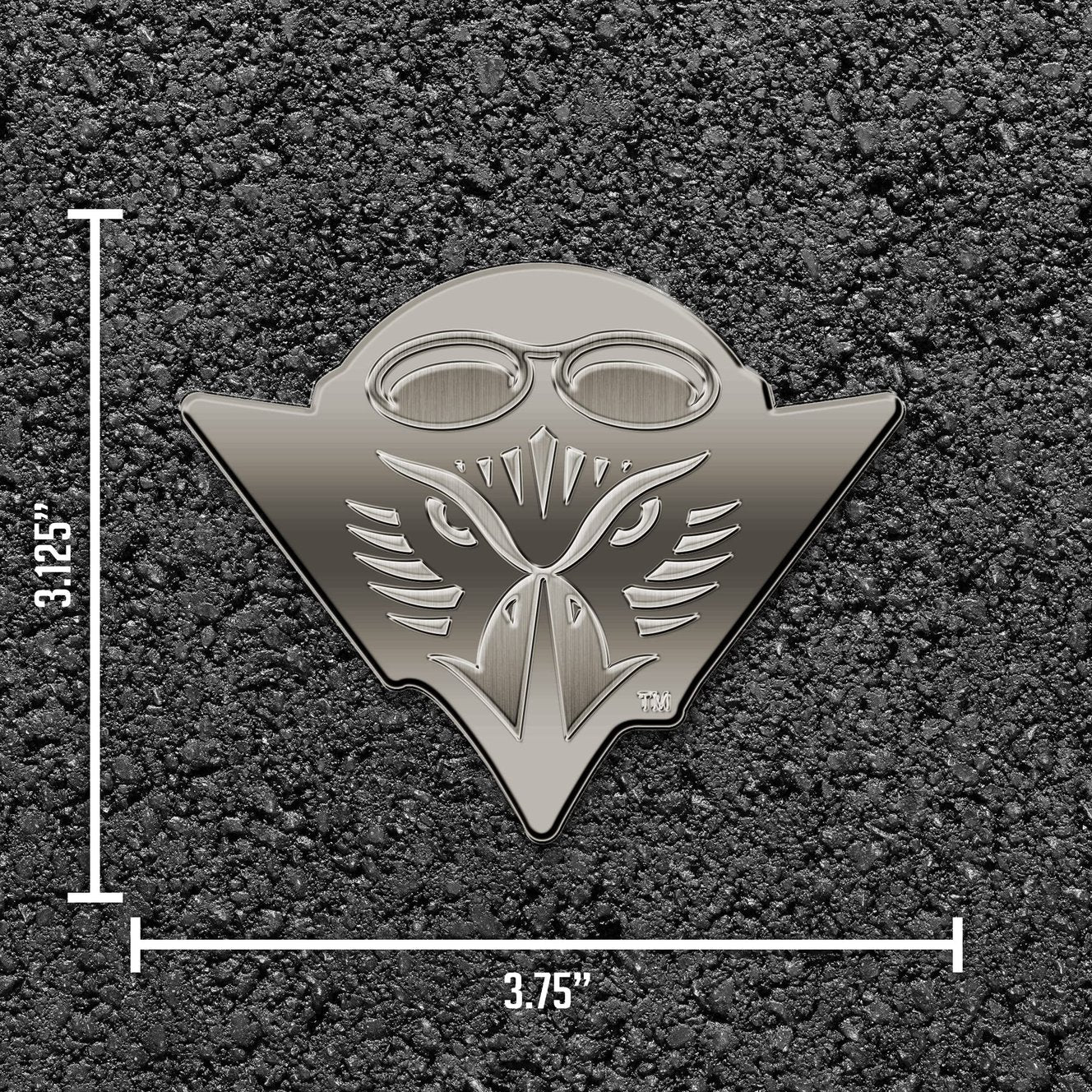 University of Tennessee at Martin Skyhawks Solid Metal Auto Emblem, Antique Nickel Finish, Raised, Die Cut, 3.5 Inch, Adhesive Tape Backing