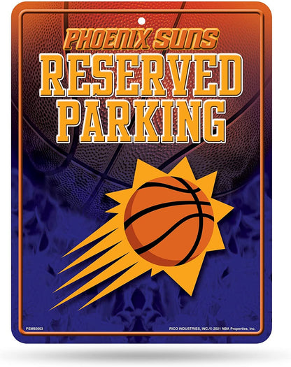 Phoenix Suns Metal Wall Parking Sign, 8.5x11 Inch, Primary Design, Great for Man Cave, Bed Room, Office, Home Decor