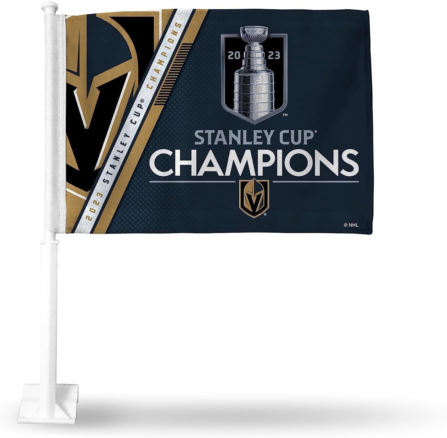 Vegas Golden Knights 2023 Stanley Cup Champions Premium Double Sided Car Flag Banner, Includes Plastic Display Pole
