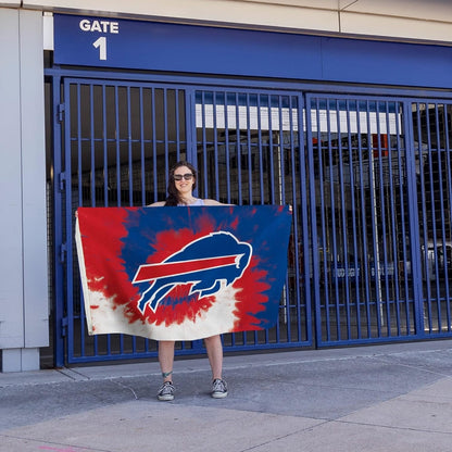 Buffalo Bills Premium 3x5 Foot Flag Banner, Tie Dye Design, Metal Grommets, Indoor Outdoor, Single Sided