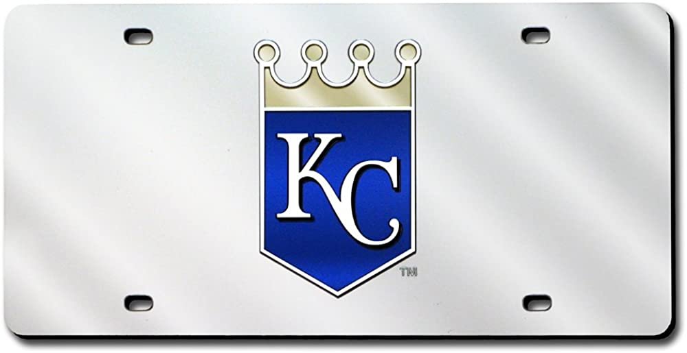 Kansas City Royals Premium Laser Cut Tag License Plate, Mirrored Acrylic Inlaid, 12x6 Inch